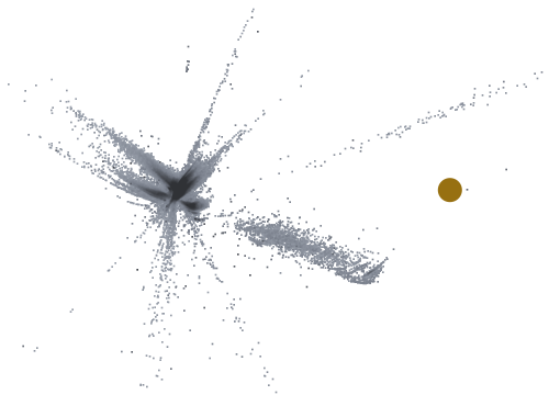 The map of the 291,292 invoices paid in 2023, the credit note marked by a gold dot